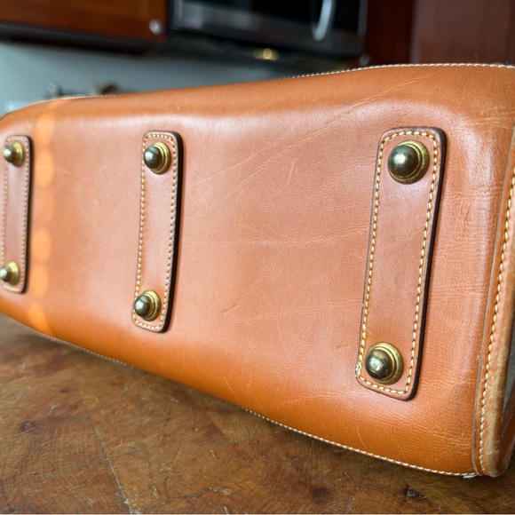 Dooney & Bourke Cream and Brown Leather Satchel - Picture 4 of 12